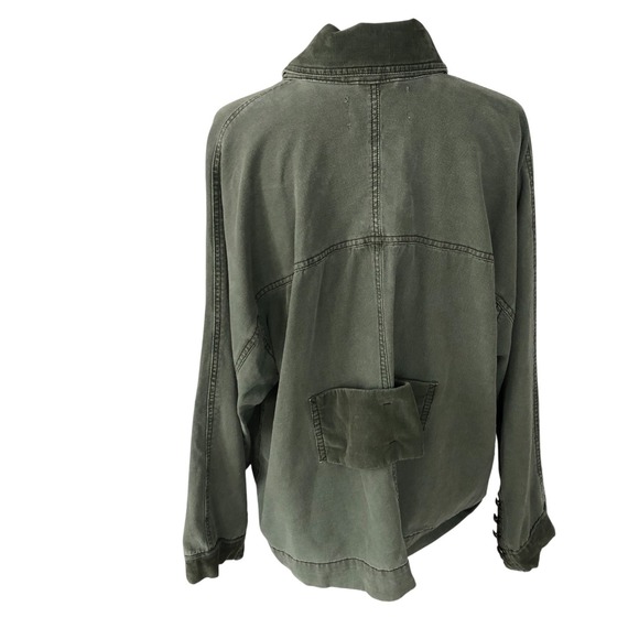 We the Free Army Green $168 Double Breasted Cotton Boho Trucker Utility Jacket M - Picture 4 of 16